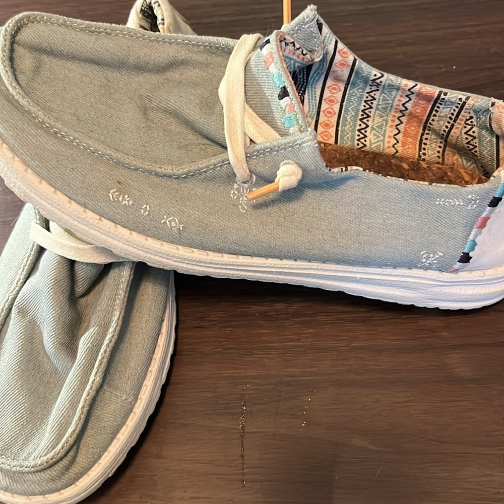 Blue Hey Dude slip on shoes women’s 10 - Picture 3 of 5